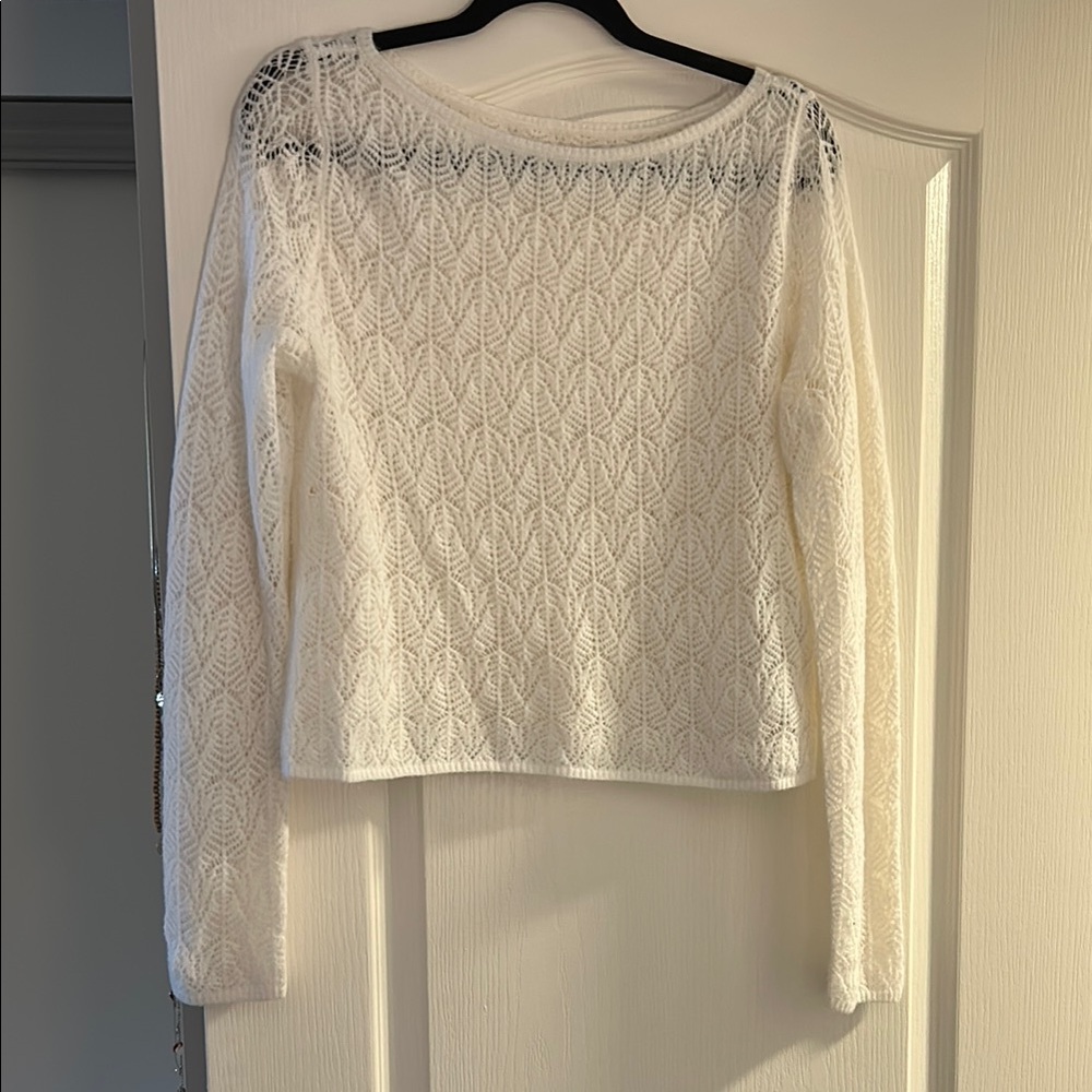 Merino Wool Blend Crocheted Sweater